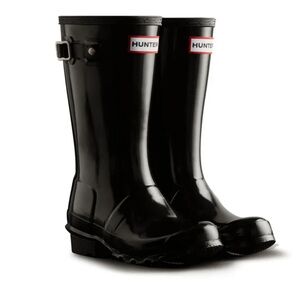 Hunter Classic Black Tall Gloss boots Kids size 2B/3G